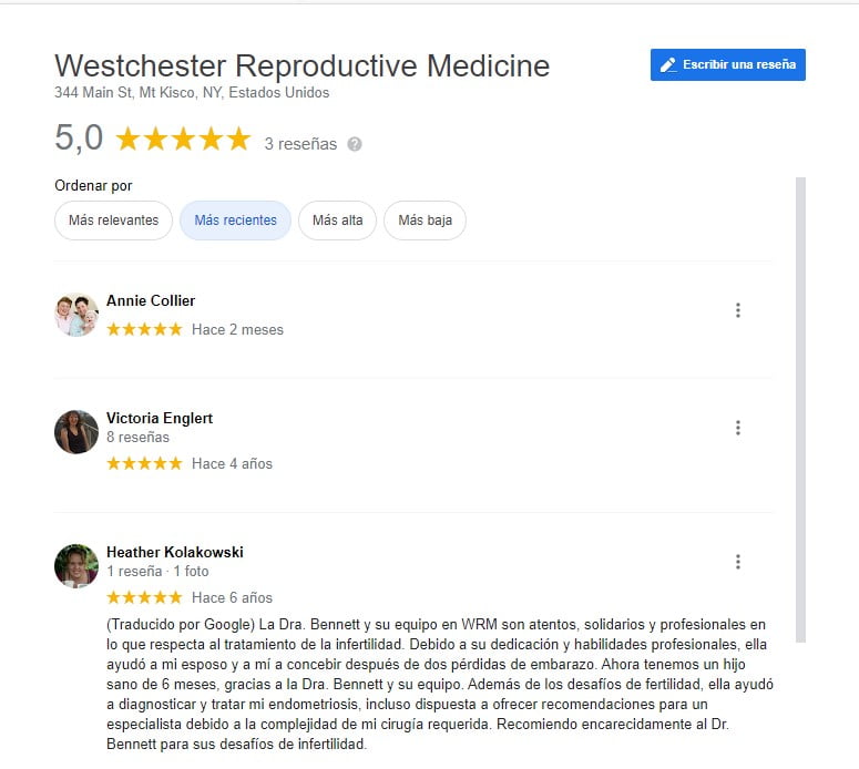 Opinión sobre Westchester Reproductive Medicine