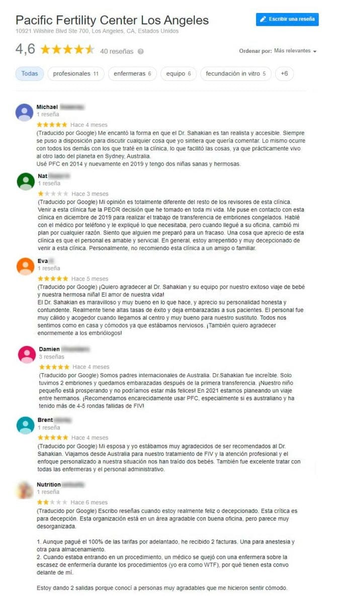 Imagen: Opiniones sobre Pacific Fertility Center