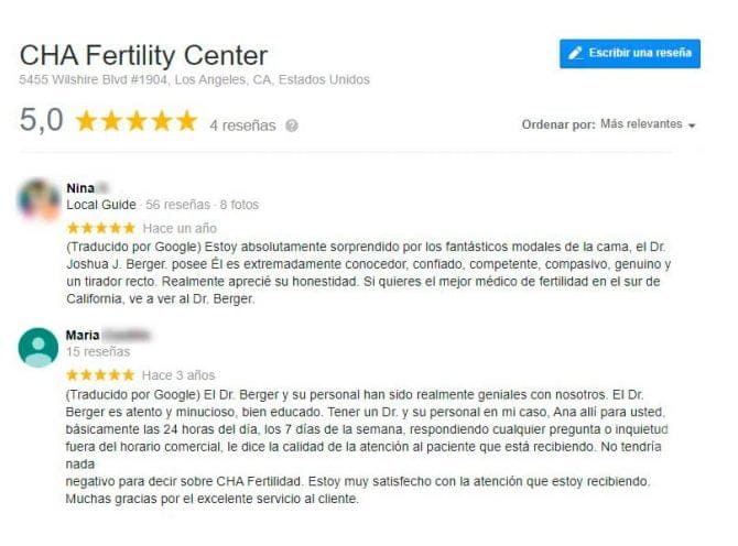 Imagen: Opiniones de CHA Fertility Center