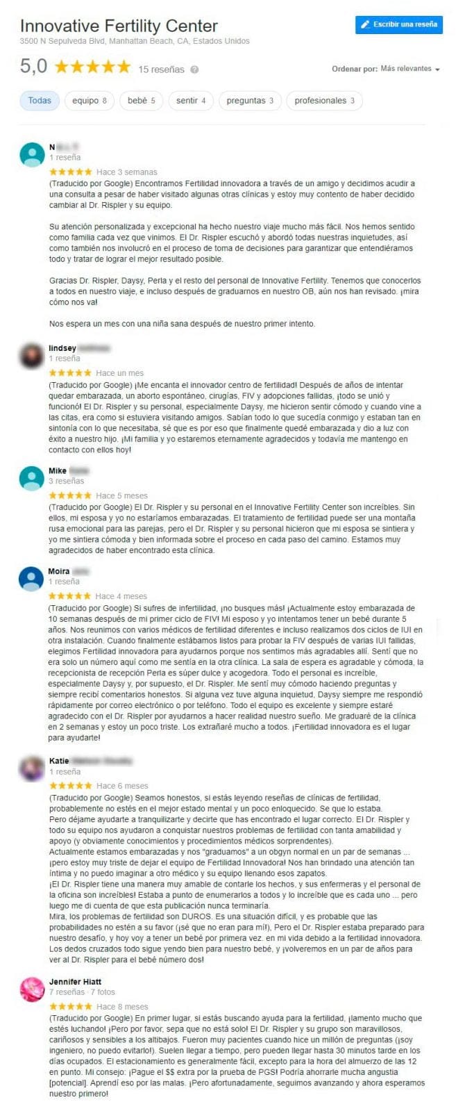 Imagen: Opiniones sobre Innovative Fertility Center