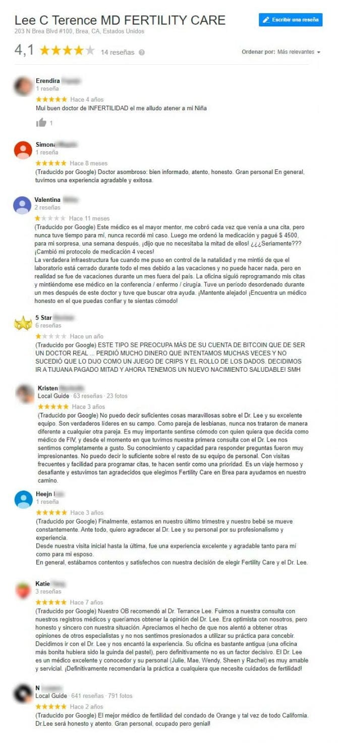 Imagen: Opiniones de Fertility Care of Orange County