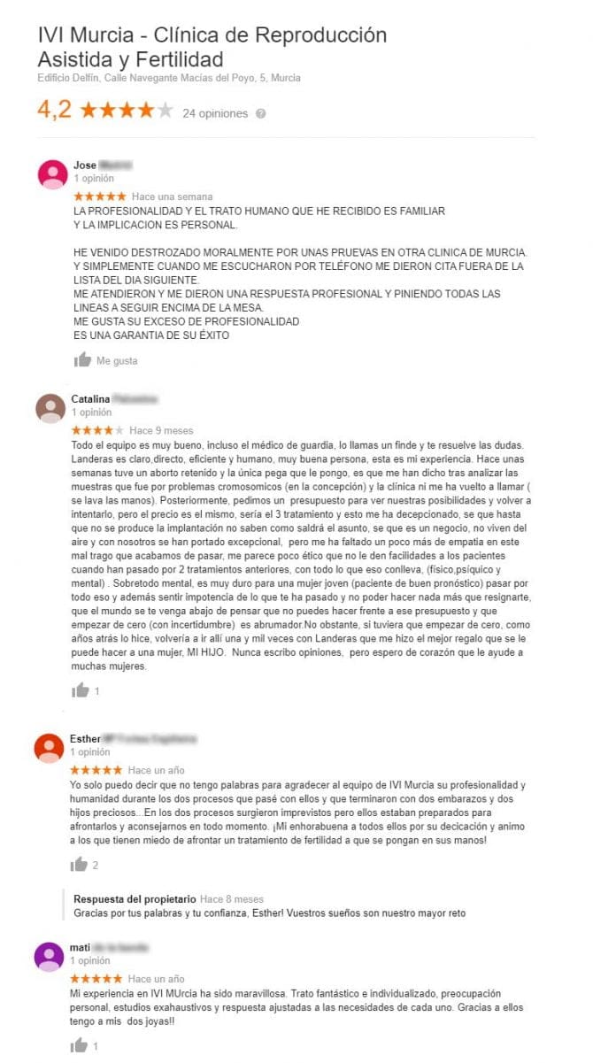 Imagen: Opiniones de IVI Murcia