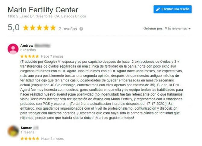 Imagen: Opiniones sobre Marin Fertility Center