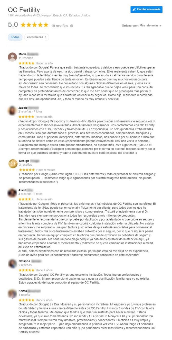 Imagen: Opiniones de OC Fertility