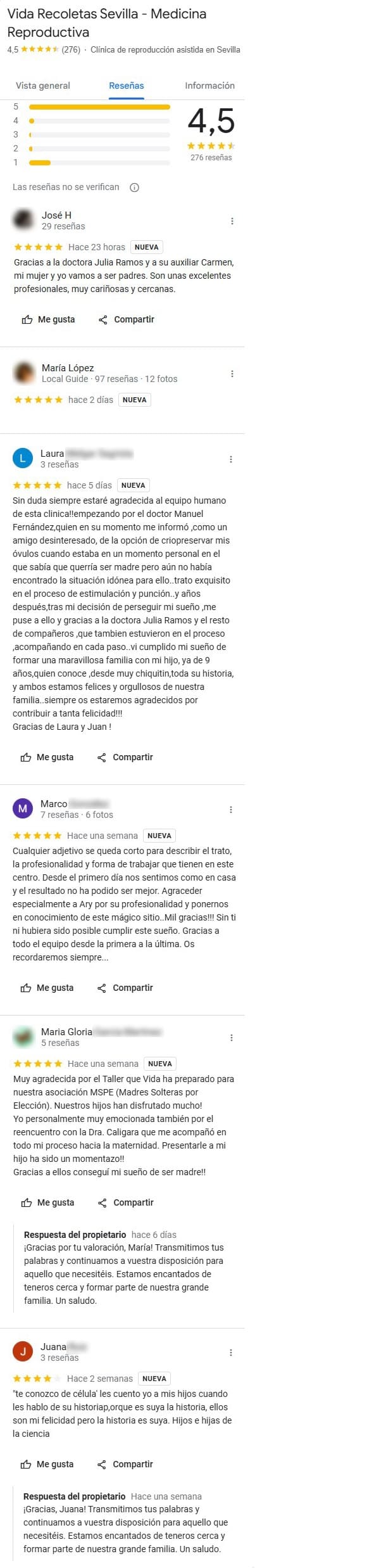 Imagen: Opiniones sobre Vida Medicina Reproductiva Sevilla