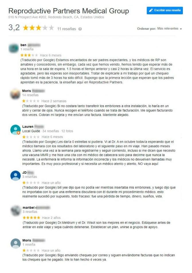 Imagen: Opiniones sobre Reproductive Partners South Bay