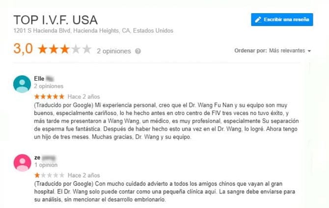 Imagen: Opiniones de I.V.F USA