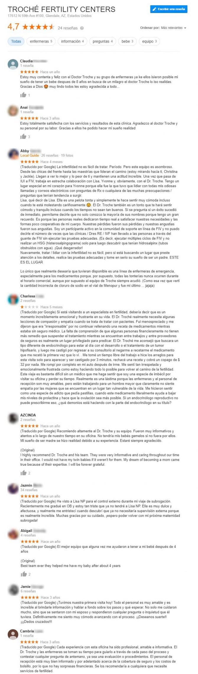 Imagen: Opiniones de Troché Fertility Centers