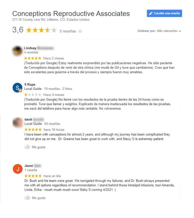 Imagen: Opiniones Conceptions Reproductive Associates