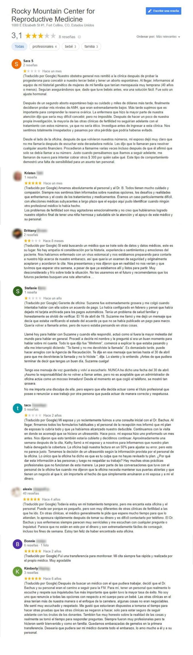 Imagen: Opiniones sobre Rocky Mountain Center for Reproductive Medicine