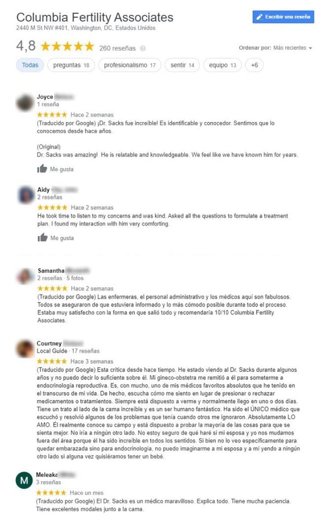 Imagen: Opiniones acerca de Columbia Fertility Associates