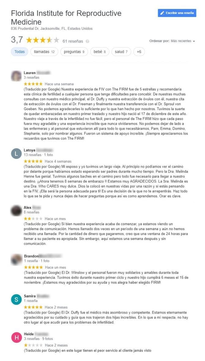 Imagen: Opiniones sobre  Florida Institute for Reproductive Medicine