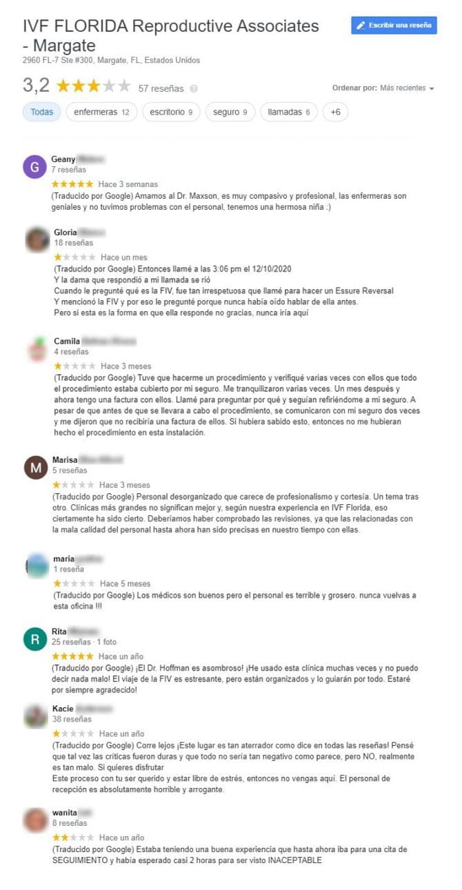 Imagen: Opiniones sobre IVF Florida Reproductive Associates