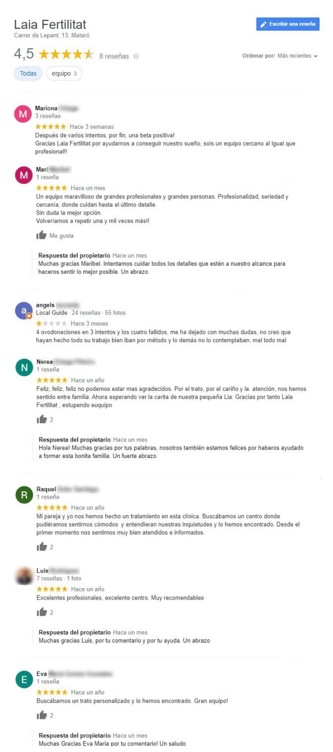 Imagen: Opiniones de Laia Fertilitat