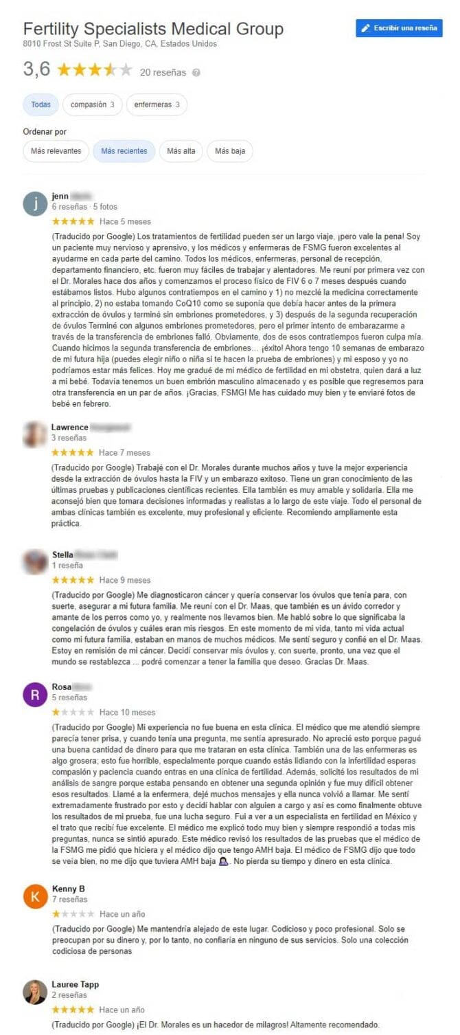 Imagen: Opiniones sobre Fertility Specialists Medical Group