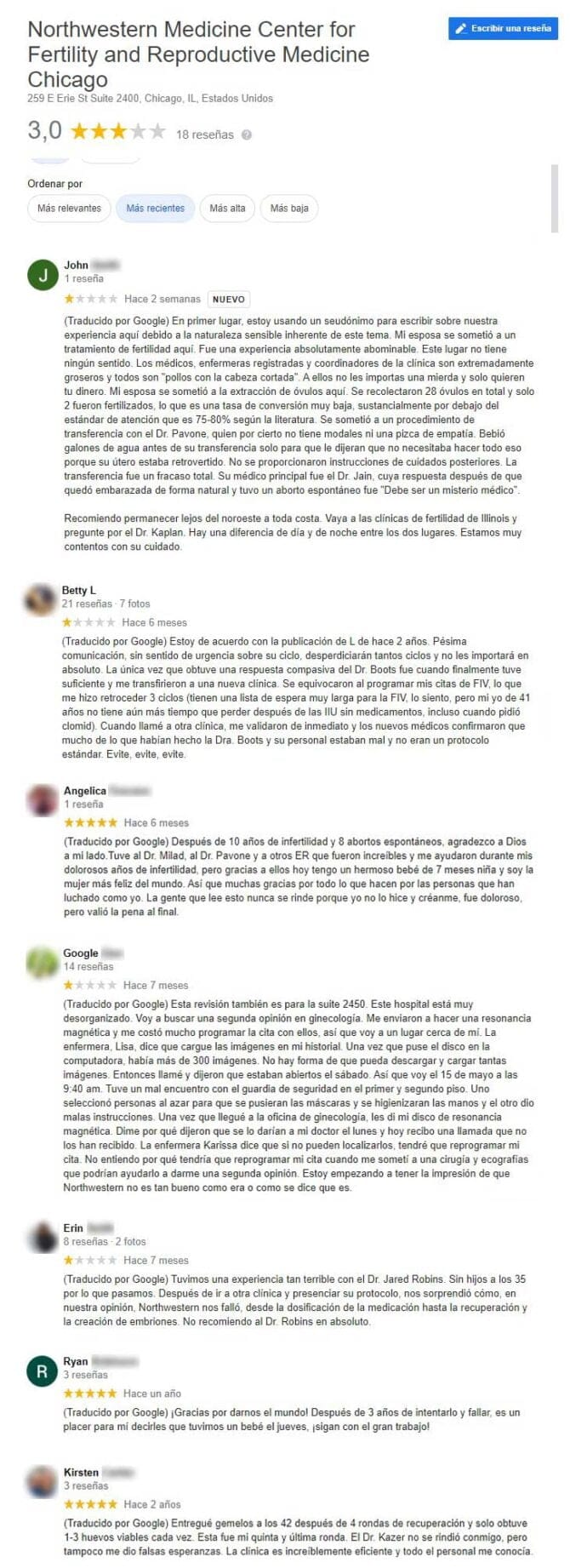 Imagen: Opiniones sobre Northwestern Fertility