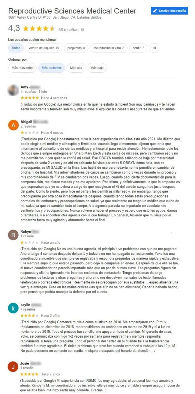 Imagen: Opiniones sobre RMSC