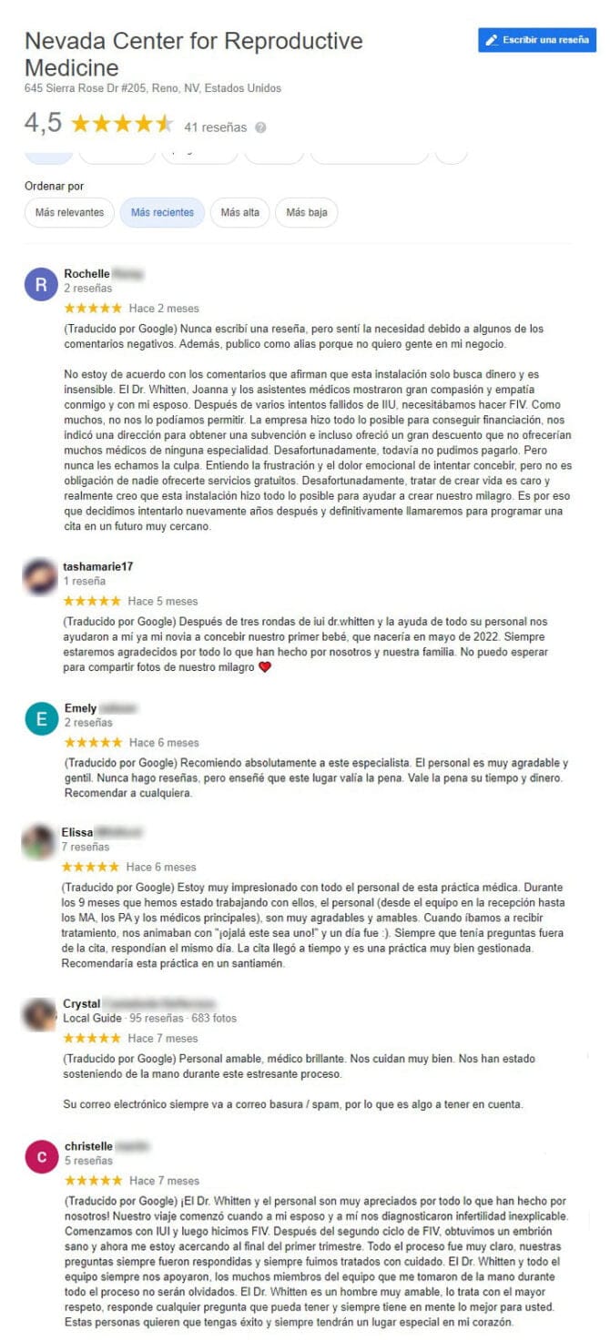Imagen: Opiniones sobre Nevada Center for Reproductive Medicine