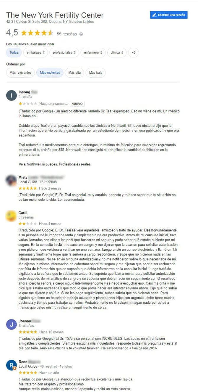 Imagen: Opiniones sobre The New York Fertility Center