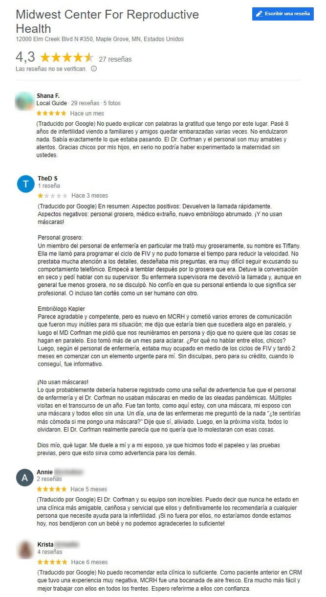 Imagen: Opiniones sobre Midwest Centre for Reproductive Health