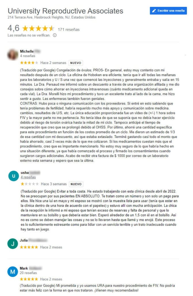 Imagen: Opiniones sobre University Reproductive Associates