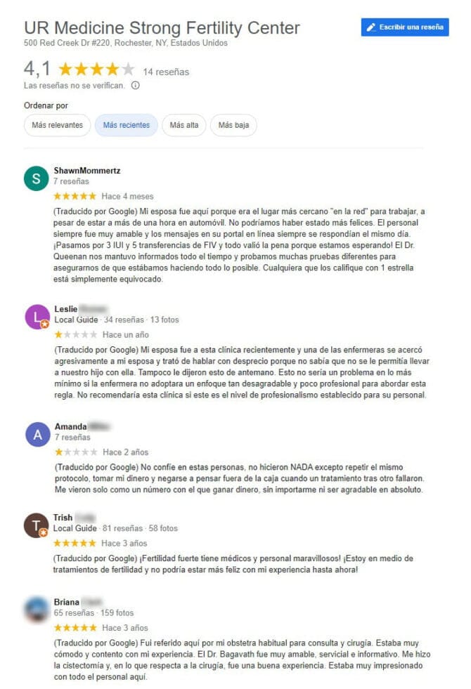 Imagen: Opiniones sobre Strong Fertility Center