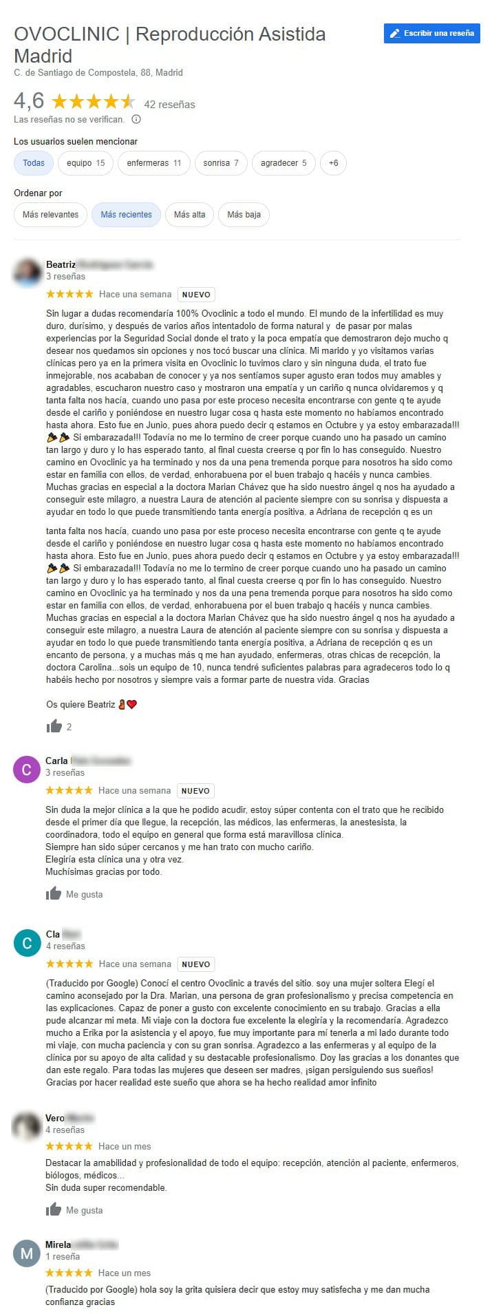 Imagen: Opiniones sobre Ovoclinic Madrid