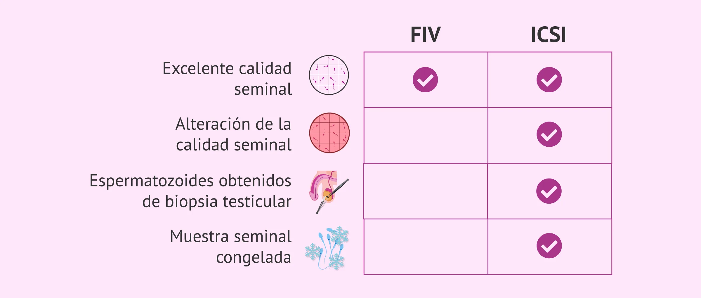 Imagen: Tipo de FIV según la muestra seminal