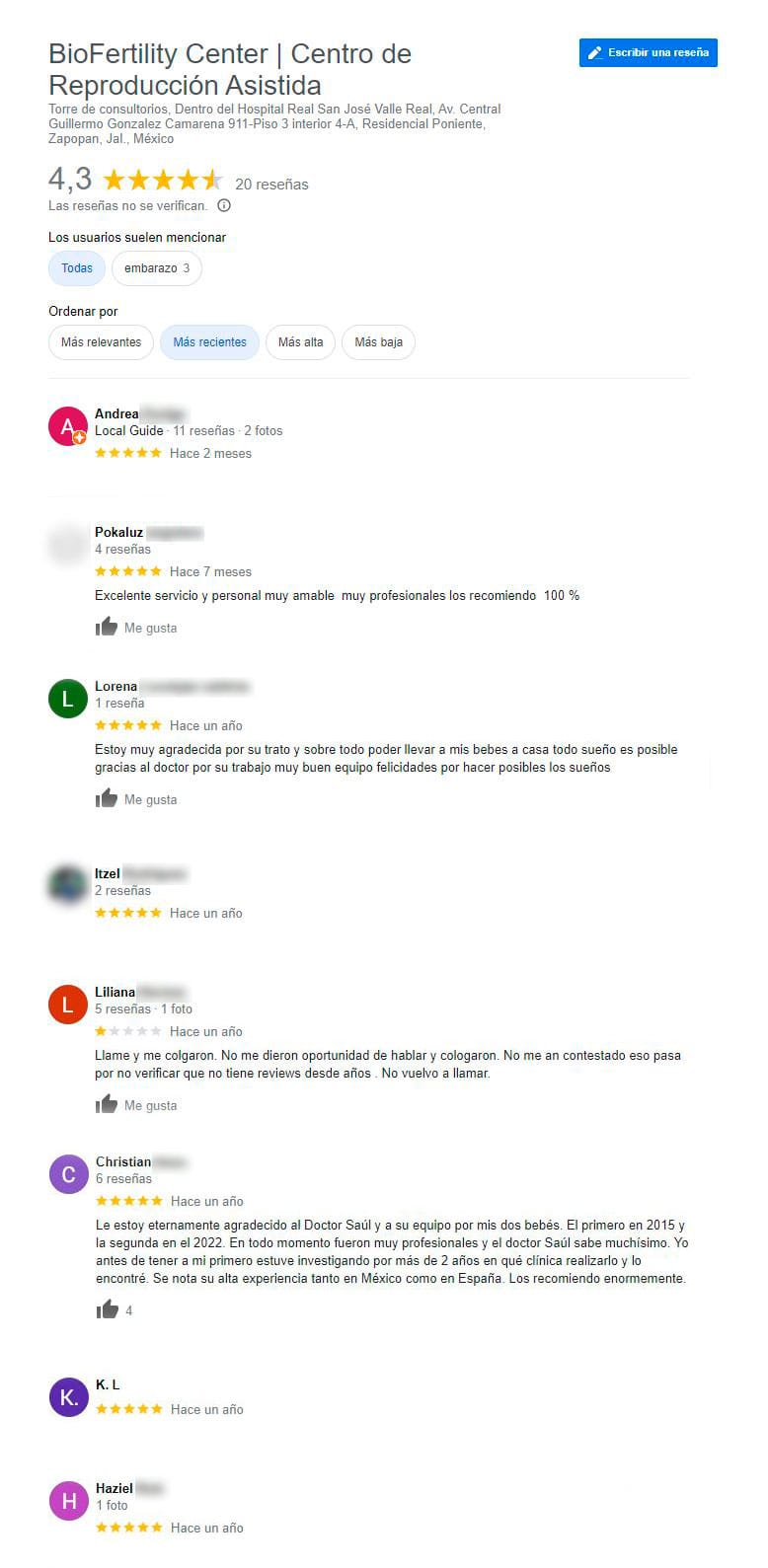 Imagen: Opiniones de BioFertility Guadalajara, México