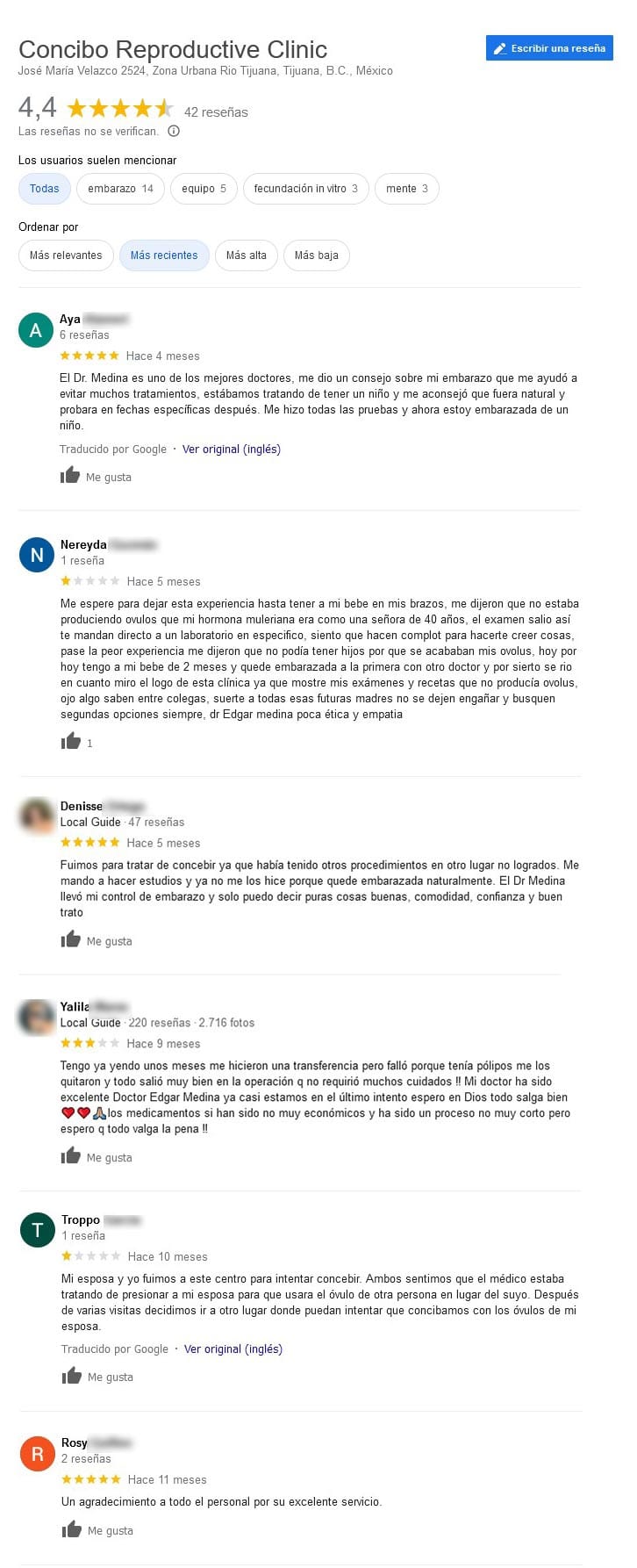 Imagen: Opiniones sobre Concibo Reproductive Clinic